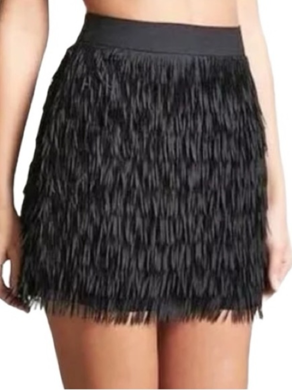 Forever 21 Black Fringe Mini Skirt